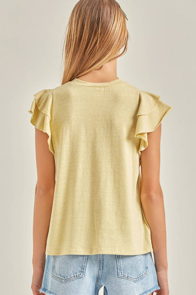 Solid Modal Flutter Sleeve Top: Sage