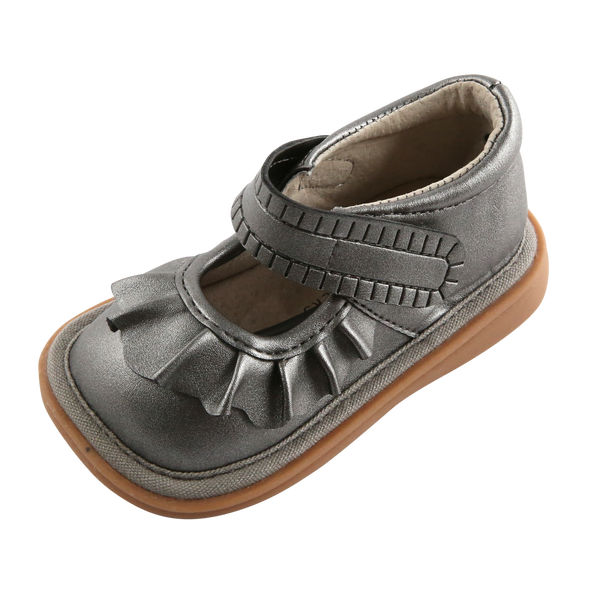 Molly Ruffle Mary Jane - Girls Toddler Squeaky Shoes: pewter