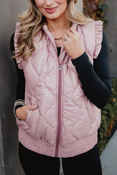 Blush Lightweight Metallic Puffer Vest: