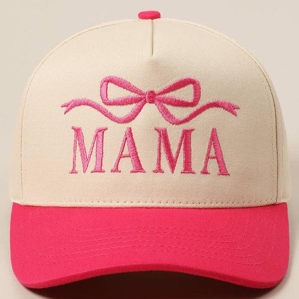 MAMA Ribbon Embroidered Two-Tone Trucker Hat: Black