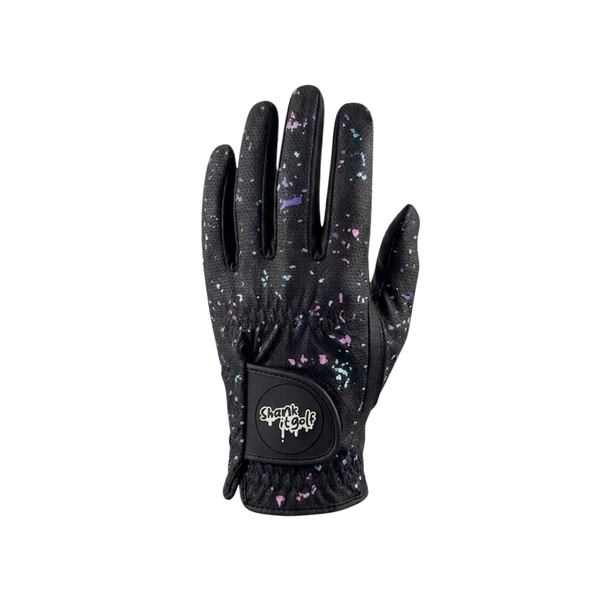 Black Paint Splatter Golf Glove: Large Worn On Left Hand