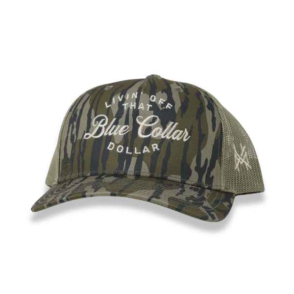 Blue Collar Dollar Trucker Hat: Retro Bottomland/Natural