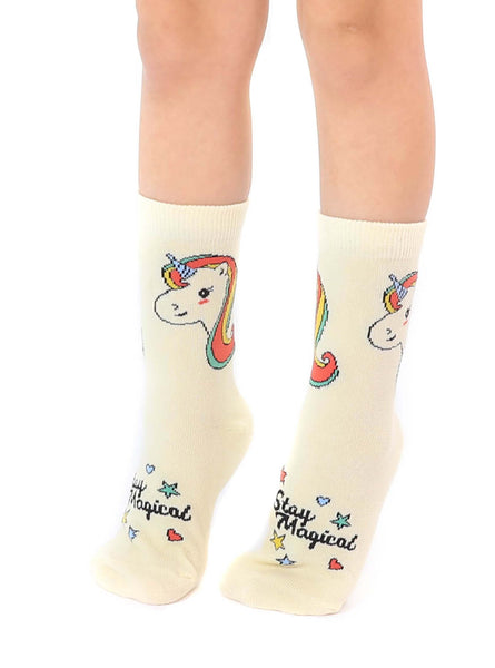 3D Packaged Crew Socks - Kids - Unicorns - "Stay Magical"