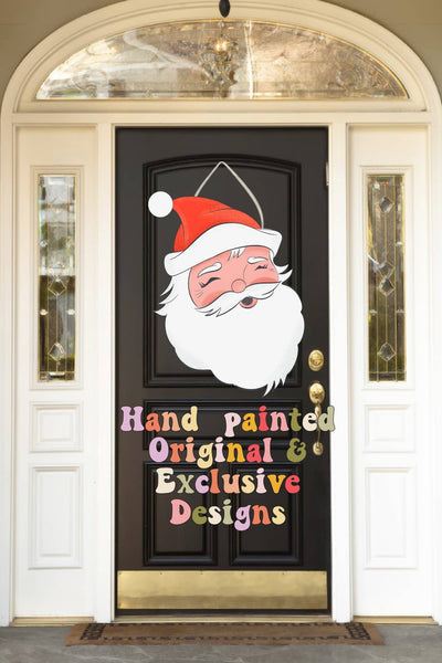 Christmas door hanger, Santa door sign: Light skin