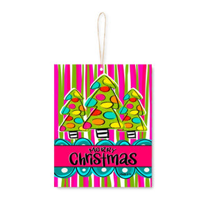 Funky Striped Christmas Tree Trio Ornament