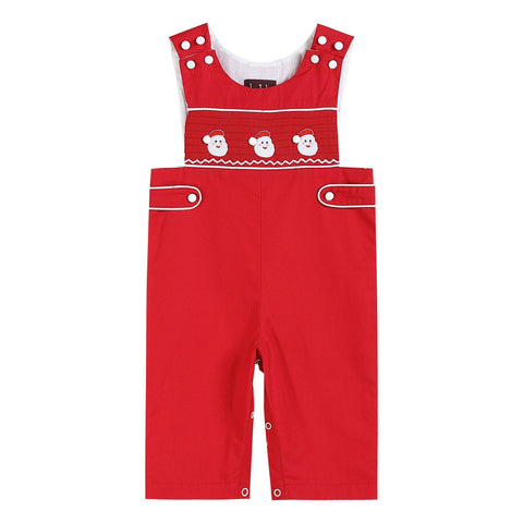 Red & White Santa Smocked Overalls