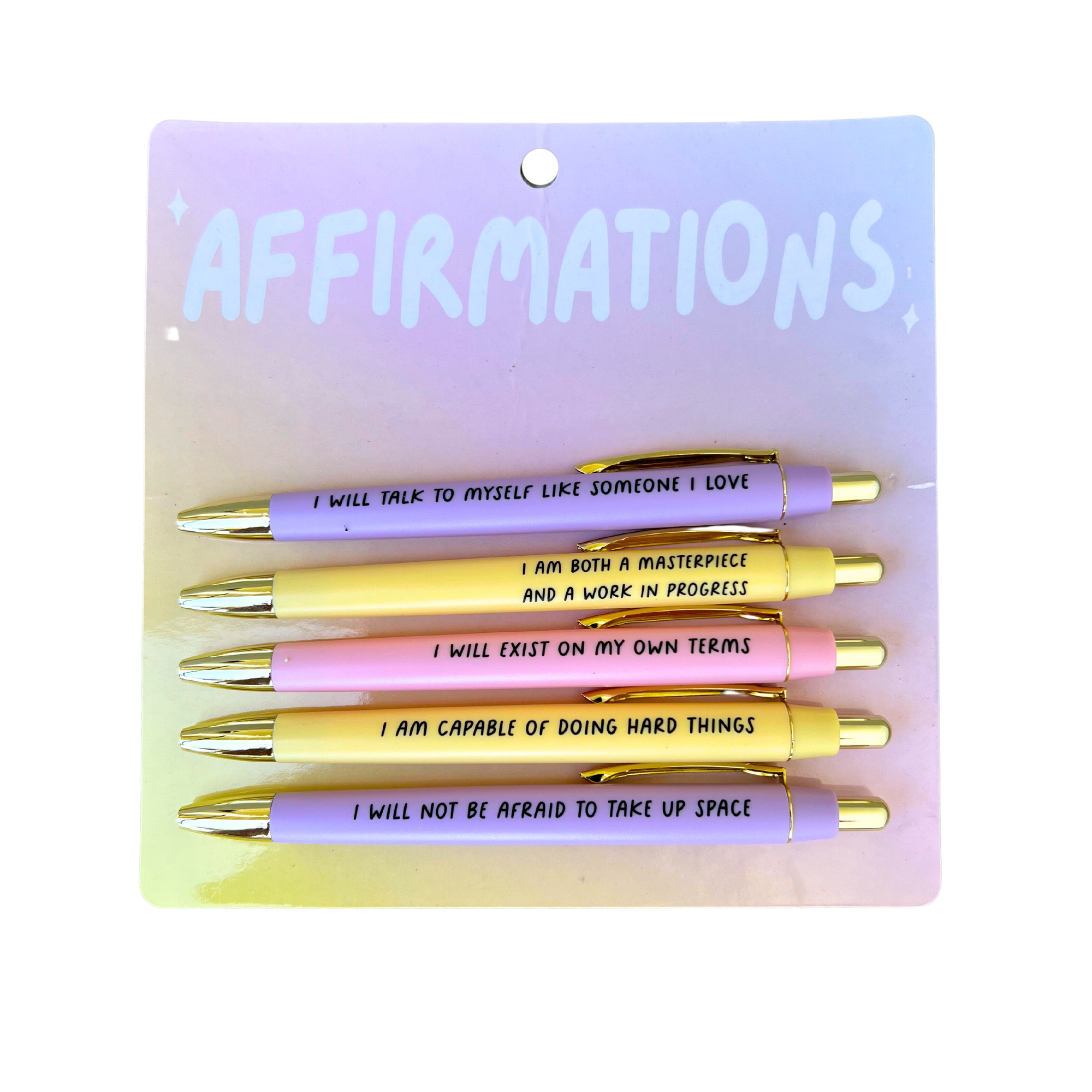 Affirmations Pen Set (self love, mindfulness, summer, gift)